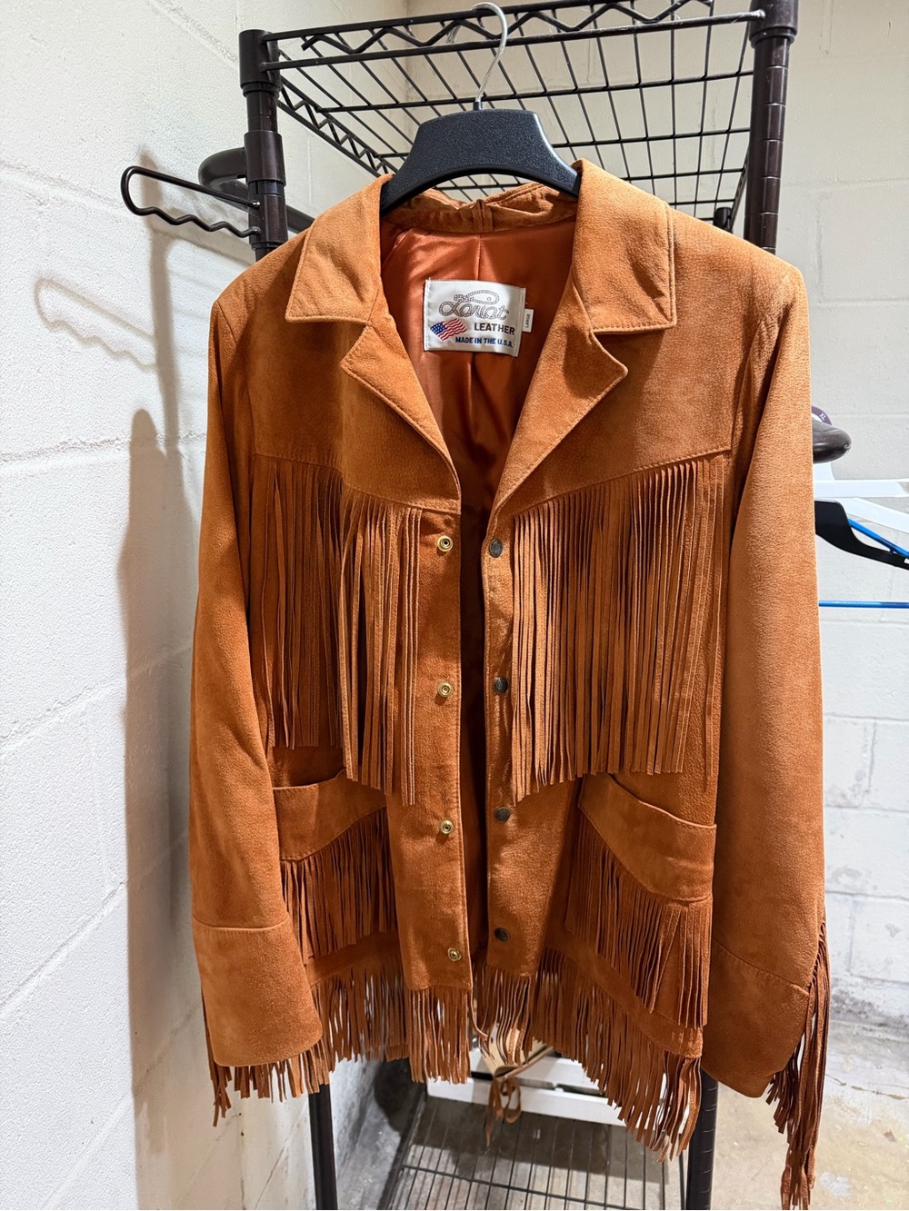 Women’s Suede Fringe Leather Jacket in Rust